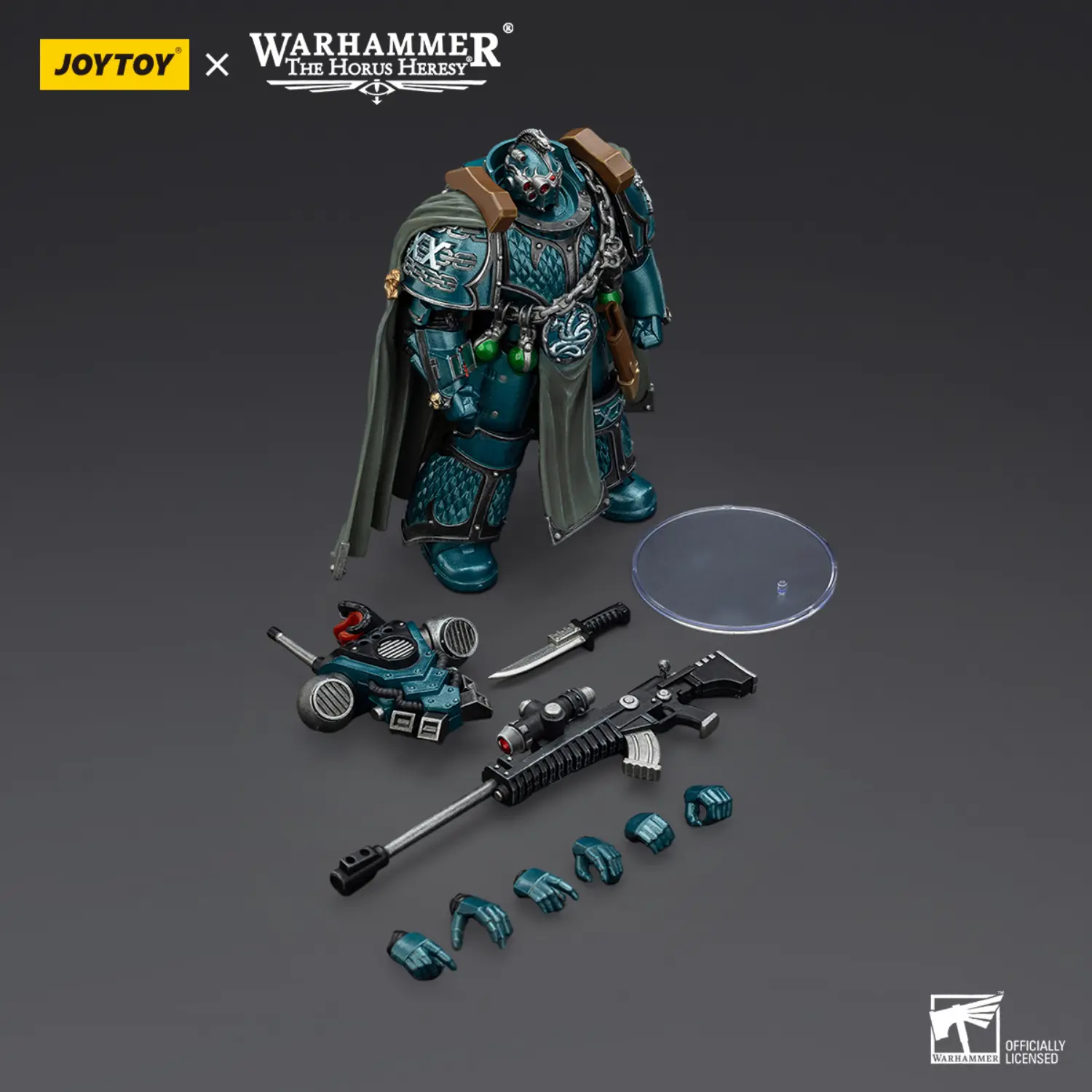 The Parts Of The Action Figure Alpha Legion Exodus 'the One Who Is Many' With Sniper Rifle And Power Dagger 1 18 Jotyoy Warhammer The Horus Heresy
