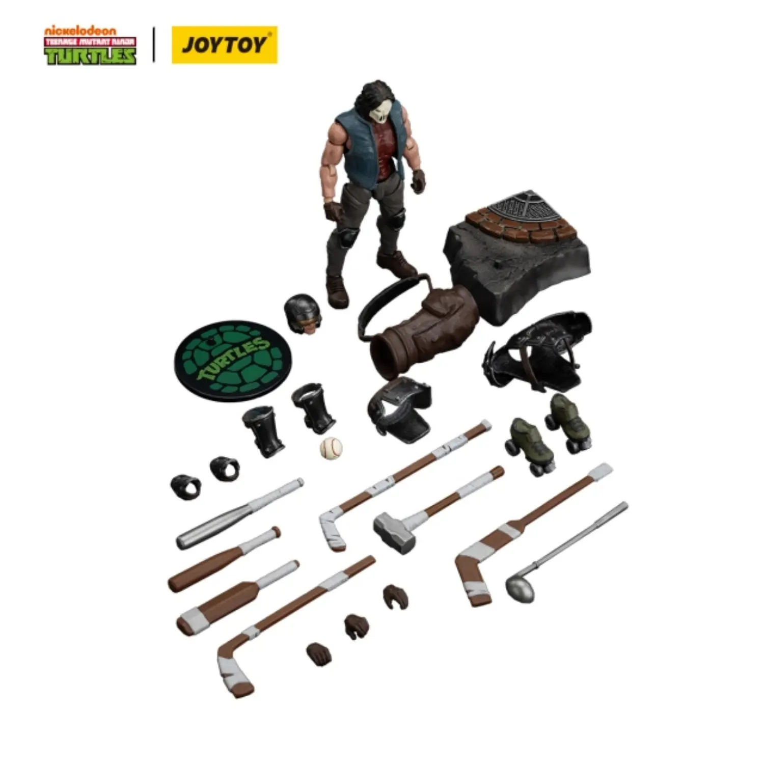 The Parts Of The Action Figure Casey Jones Tmnt Nickelodeon 1 18 Joytoy Teenage Mutant Ninja Turtles In White Background