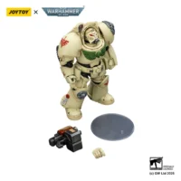 the parts of the Action Figure - Dark Angels Deathwing Terminator 2 with Power Fist and Storm Bolter 1 18 - JOYTOY Warhammer 40K in white background
