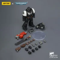 the parts of the Action Figure - JOYTOY Black Templars Intercessor with Bolt Rifle, Bolt Pistol and Chainsword 1 18 - Warhammer 40K