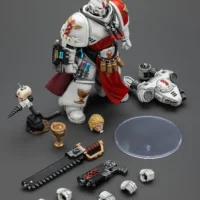 the parts of the Action Figure - JOYTOY Blood Angels Sanguinary Priest with Heavy Bolt Pistol, Chainsword and Narthecium 1 18 - Warhammer 40K rectangle image