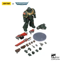 the parts of the Action Figure - JOYTOY Dark Angels Intercessor with Bolt Rifle, Bolt Pistol and Chainsword 1 18 - Warhammer 40K in white background