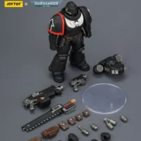 the parts of the Action Figure - JOYTOY Raven Guard Intercessor with Bolt Rifle, Bolt Pistol, and Chainsword 1 18 - Warhammer 40K rectangle image