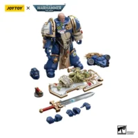 the parts of the Action Figure - JOYTOY Ultramarines Primaris Captain with Relic Shield and Power Sword 1 18 - Warhammer 40K in white background the parts of the Action Figure - JOYTOY Ultramarines Primaris Captain with Relic Shield and Power Sword 1 18 - Warhammer 40K in white background
