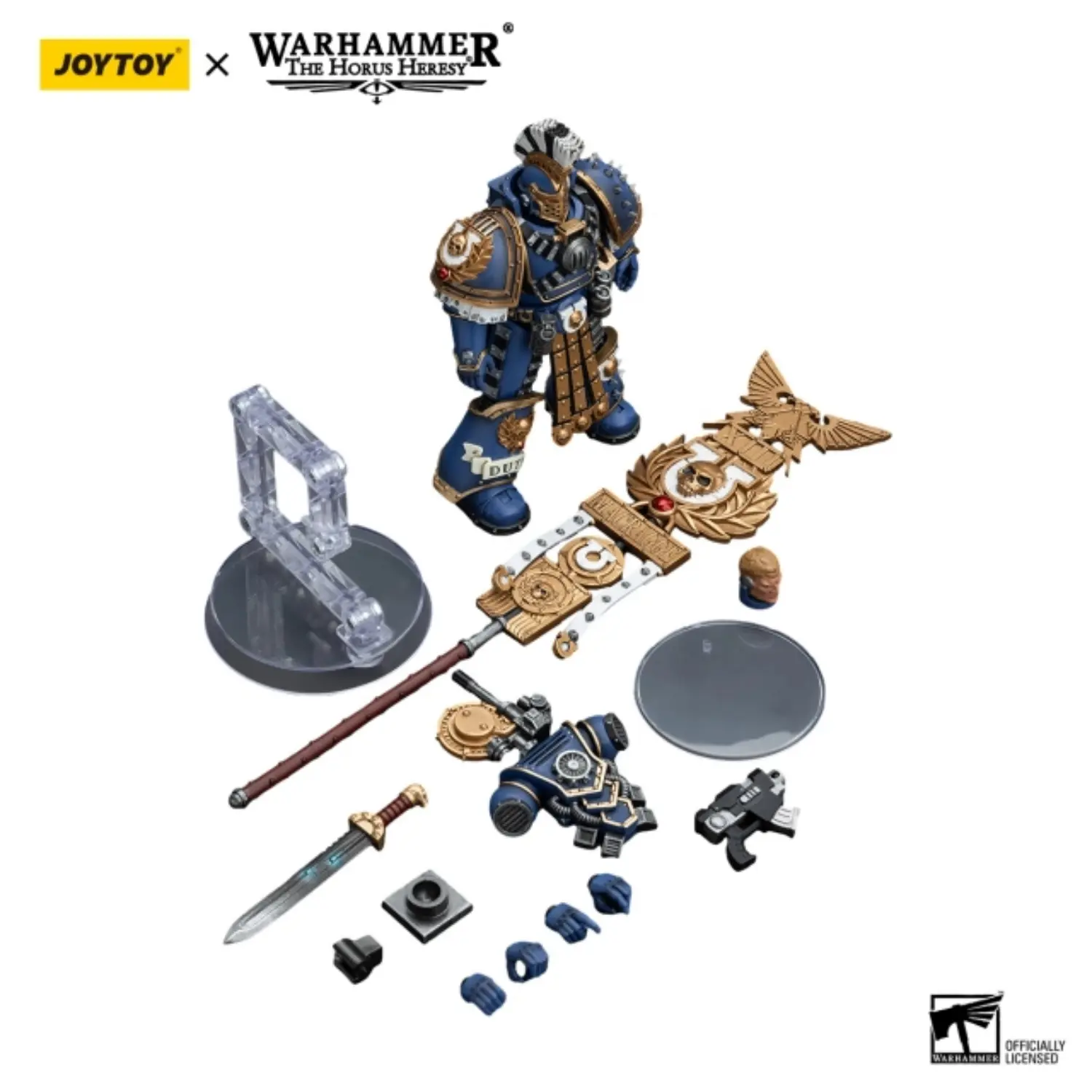 the parts of the Action Figure - JOYTOY Ultramarines Remus Ventanus 1 18 - Warhammer The Horus Heresy in white background the parts of the Action Figure - JOYTOY Ultramarines Remus Ventanus 1 18 - Warhammer The Horus Heresy in white background