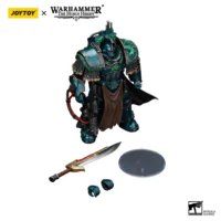 the parts of the Action Figure - JoyToy Alpha Legion Praetor in Cataphractii Terminator Armour 1 18 - Warhammer The Horus Heresy in white background