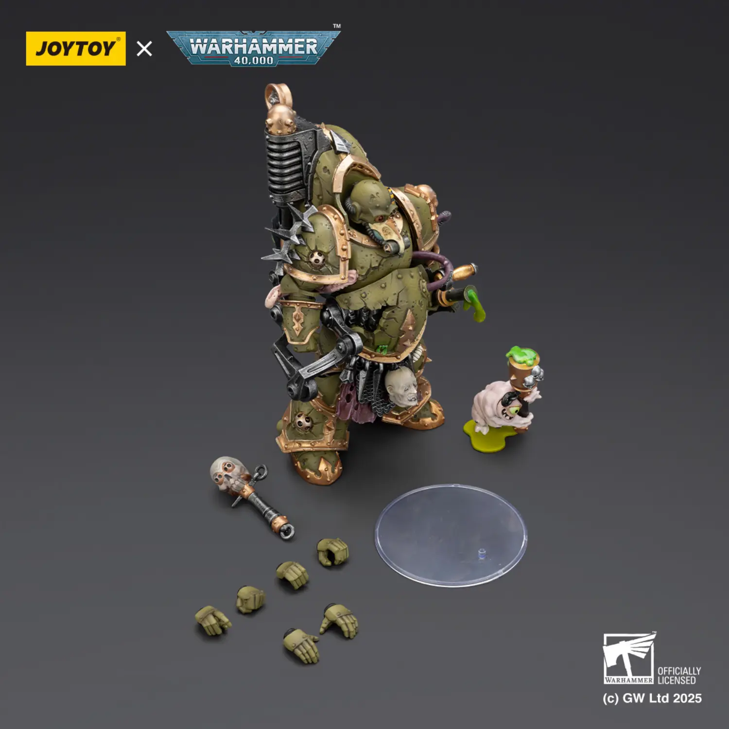 the parts of the Action Figure - JoyToy Death Guard Foul Blightspawn with Plague Sprayer 1 18 - Warhammer 40K