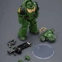 the parts of the Action Figure - JoyToy Game Edition Salamanders Heavy Intercessor with Heavy Bolt Rifle and Bolt Pistol 1 18 - Warhammer 40K Space Marine 2 rectangle image