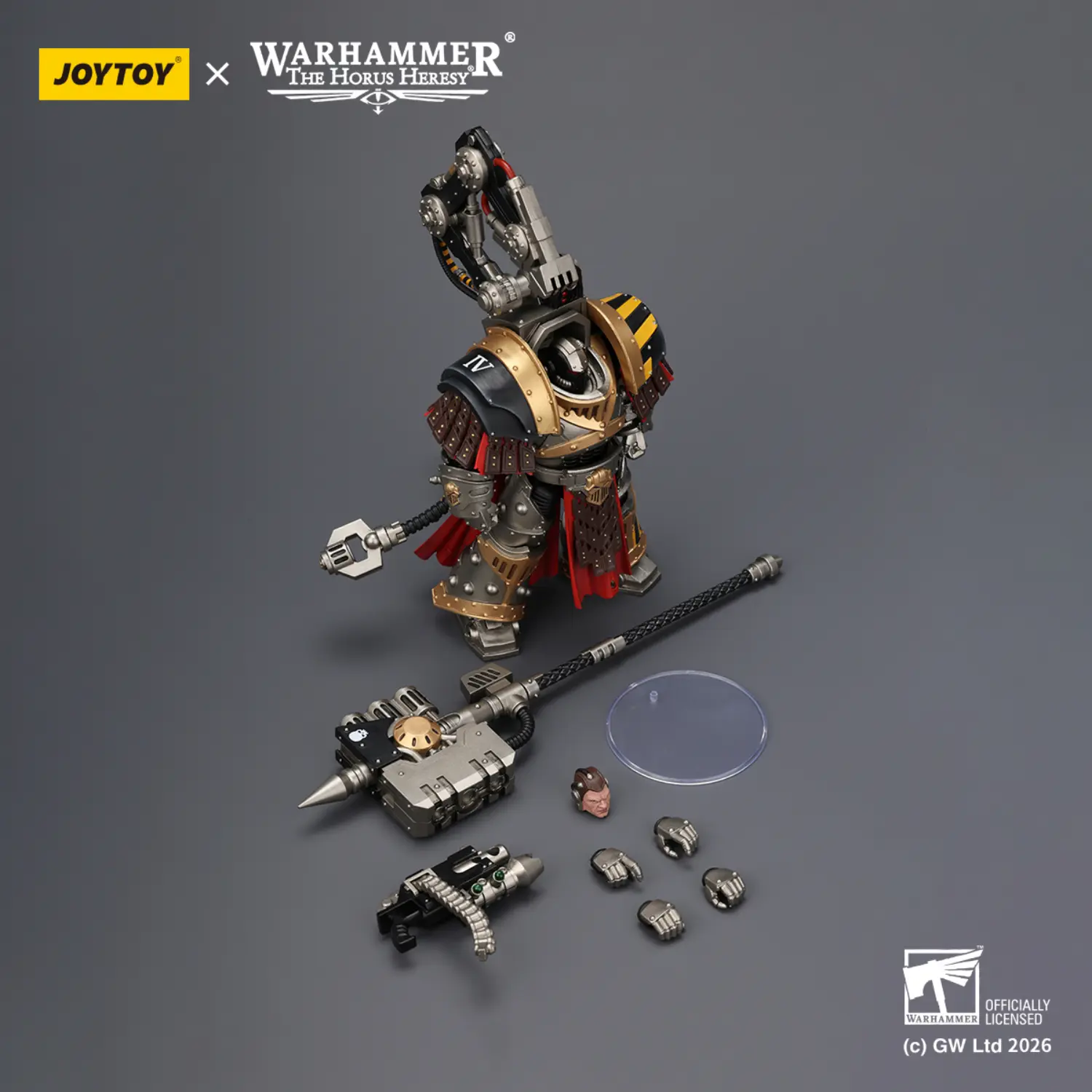 the parts of the Action Figure - JoyToy Iron Warriors Warsmith with Graviton Crusher Hammer 1 18 - Warhammer The Horus Heresy