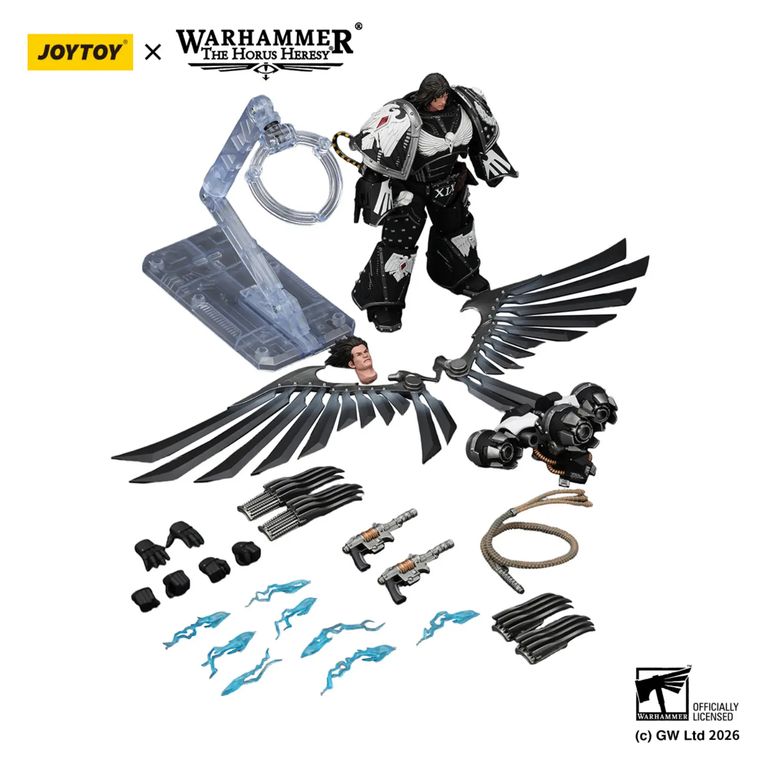 the parts of the Action Figure - JoyToy Raven Guard Corvus Corax, Primarch of the XIX Legion 1 18 (with artificer-crafted lightn