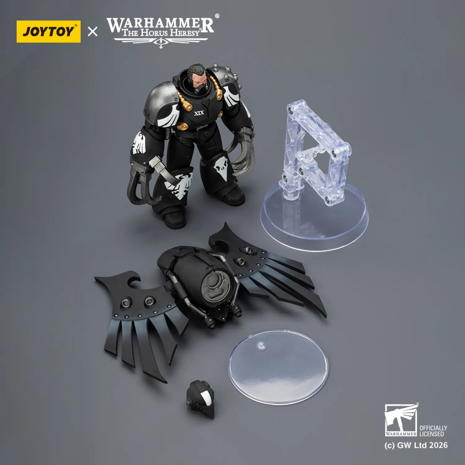 the parts of the Action Figure - JoyToy Raven Guard Dark Fury, Chooser of the Slain with Raven_s Talon claws 1 18 - Warhammer The Horus Heresy
