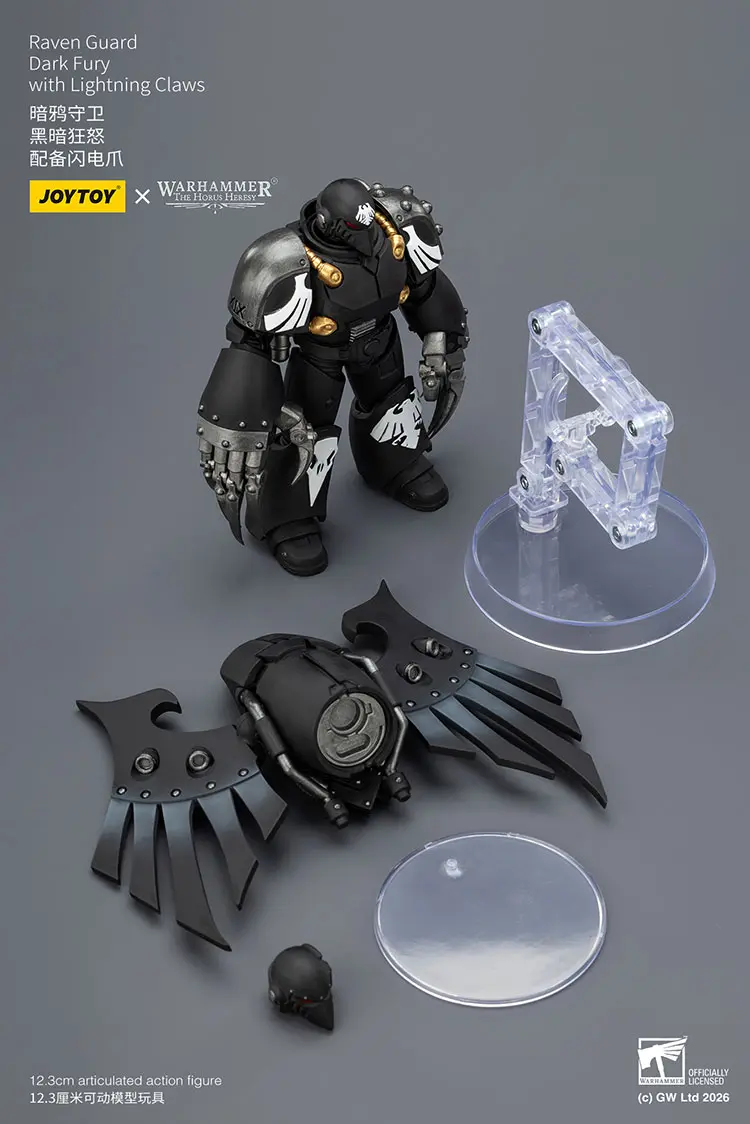 the parts of the Action Figure - JoyToy Raven Guard Dark Fury with Lightning Claws 1 18 - Warhammer The Horus Heresy rectangle image