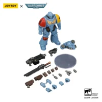 the parts of the Action Figure - JoyToy Space Wolves Intercessor with Bolt Rifle, Bolt Pistol and Chainsword 1 18 - Warhammer 40K in white background the parts of the Action Figure - JoyToy Space Wolves Intercessor with Bolt Rifle, Bolt Pistol and Chainsword 1 18 - Warhammer 40K in white background
