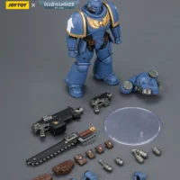 the parts of the Action Figure - JoyToy Ultramarines Intercessor with Bolt Rifle, Bolt Pistol and Chainsword 1 18 - Warhammer 40K rectangle image