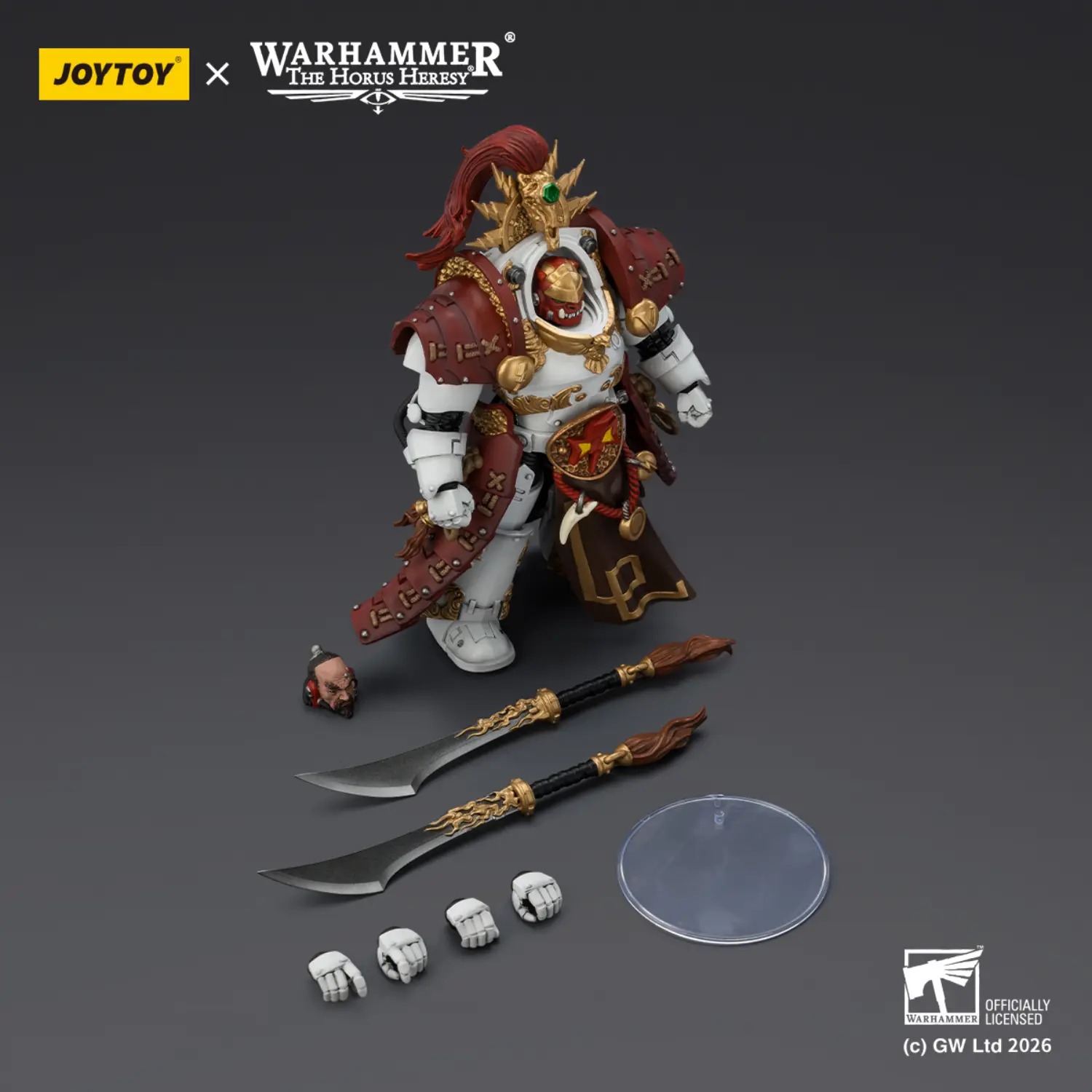 the parts of the Action Figure - JoyToy White Scars Qin Xa-Master of the Keshig with paired blades _theTails of the Dragon_ 1 18 - Warhammer The Horus Heresy