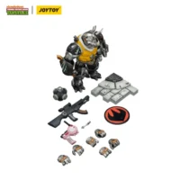 the parts of the Action Figure - Mighty Rocksteady TMNT Nickelodeon 1 18 - JOYTOY Teenage Mutant Ninja Turtles in white background The Parts Of The Action Figure Mighty Rocksteady Tmnt Nickelodeon 1 18 Joytoy Teenage Mutant Ninja Turtles In White Background