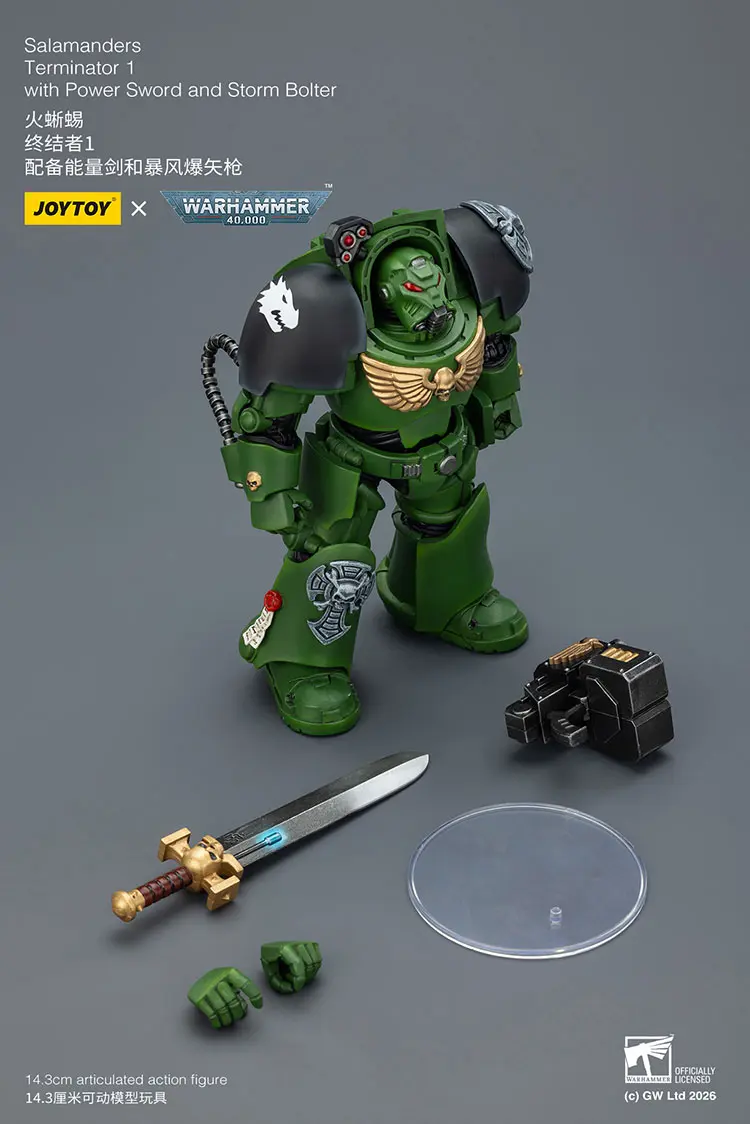 the parts of the Action Figure - Salamanders Terminator 1 with Power Sword and Storm Bolter 1 18 - JOYTOY Warhammer 40K rectangle image the parts of the Action Figure - Salamanders Terminator 1 with Power Sword and Storm Bolter 1 18 - JOYTOY Warhammer 40K rectangle image