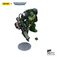 the parts of the Action Figure - Salamanders Terminator 3 with Power Fist and Assault Cannon 1 18 - JOYTOY Warhammer 40K in white background the parts of the Action Figure - Salamanders Terminator 3 with Power Fist and Assault Cannon 1 18 - JOYTOY Warhammer 40K in white background