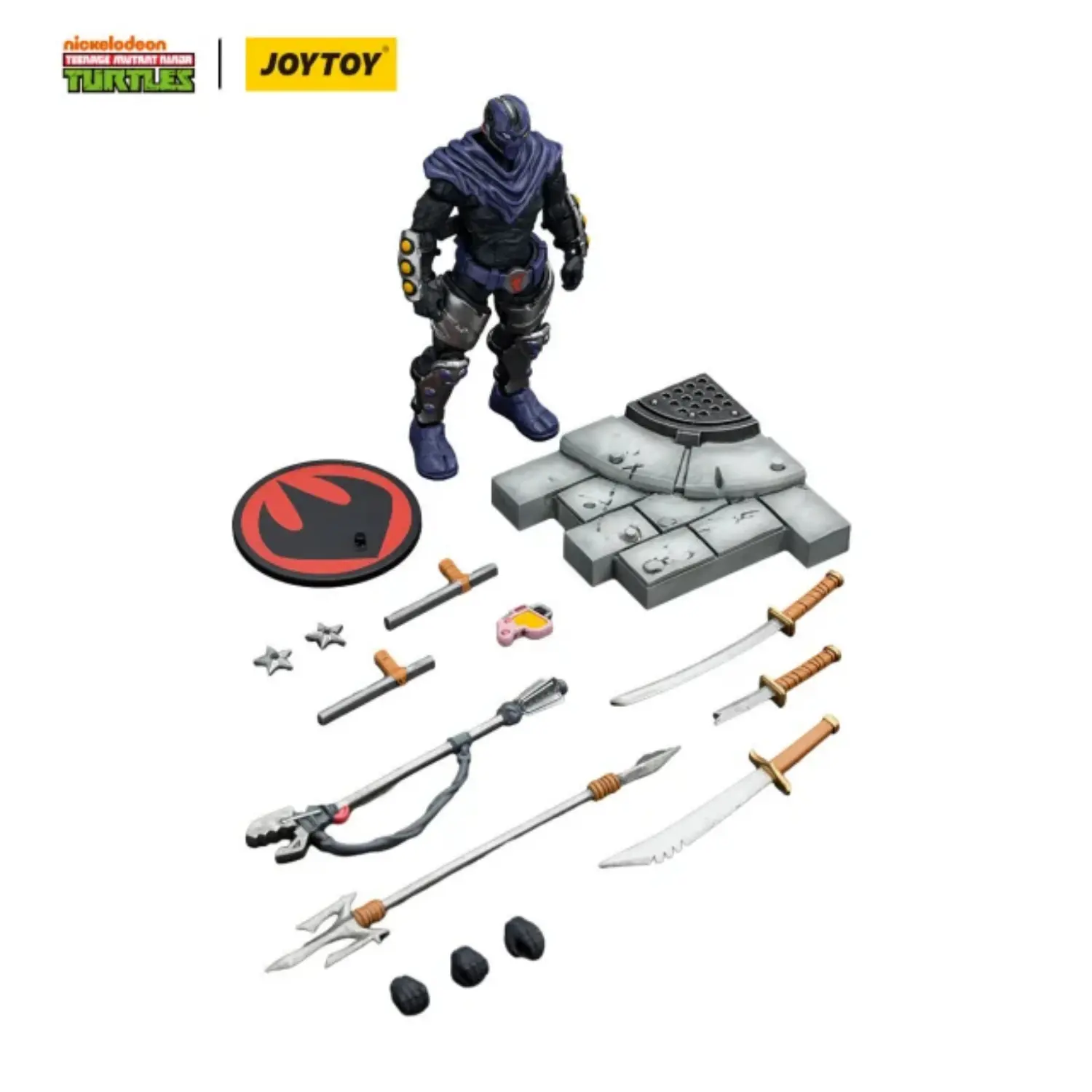 the parts of the Action Figure - TMNT Foot Clan B TMNT Nickelodeon 1 18 - JOYTOY Teenage Mutant Ninja Turtles in white background the parts of the Action Figure - TMNT Foot Clan B TMNT Nickelodeon 1 18 - JOYTOY Teenage Mutant Ninja Turtles in white background