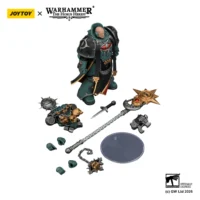 the parts of the Action Figure – JoyToy 1/18 Sons of Horus Dark Emissary Consul with Staff – Warhammer The Horus Heresy in white background