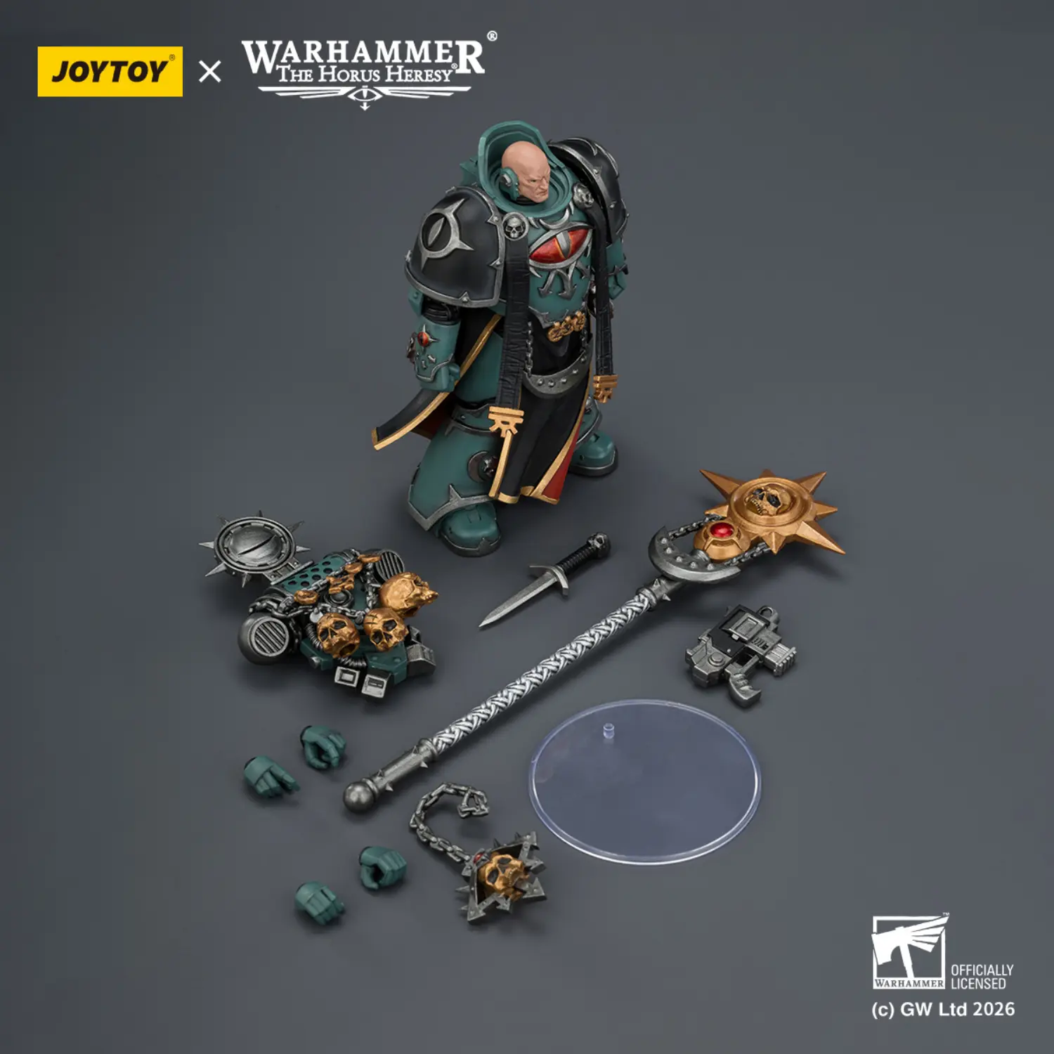 the parts of the Action Figure – JoyToy 1/18 Sons of Horus Dark Emissary Consul with Staff – Warhammer The Horus Heresy