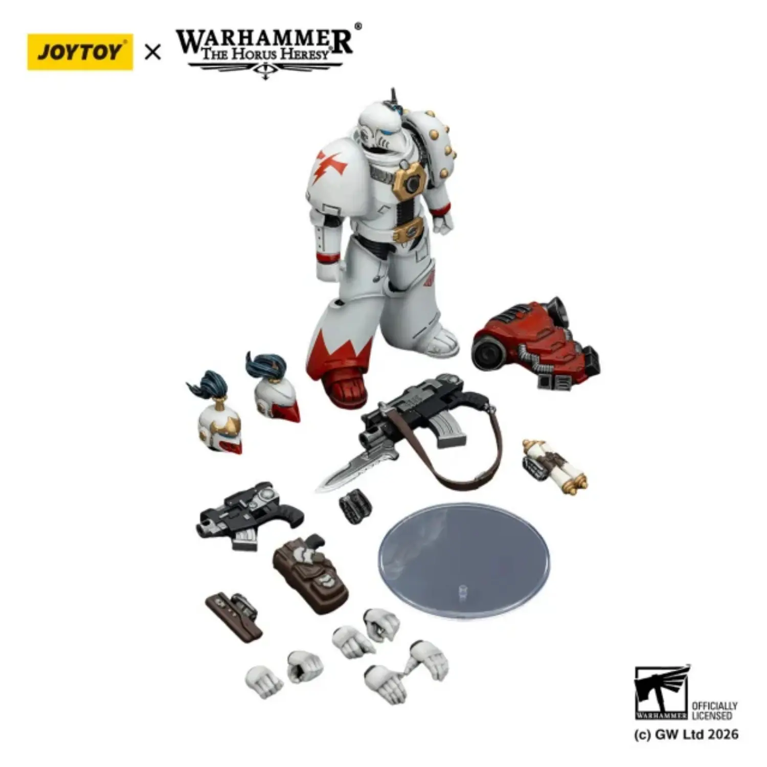 the parts of the Action Figure – JoyToy White Scars MKVI Tactical Legionary 1 18 – Warhammer The Horus Heresy in white background the parts of the Action Figure – JoyToy White Scars MKVI Tactical Legionary 1 18 – Warhammer The Horus Heresy in white background