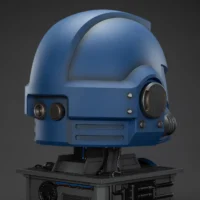 The Right Back Of The Action Figure Joytoy Ultramarines Captain Mkx Helmet & Display Stand 1 1 Life Size Replica Warhammer 40k Rectangle Image