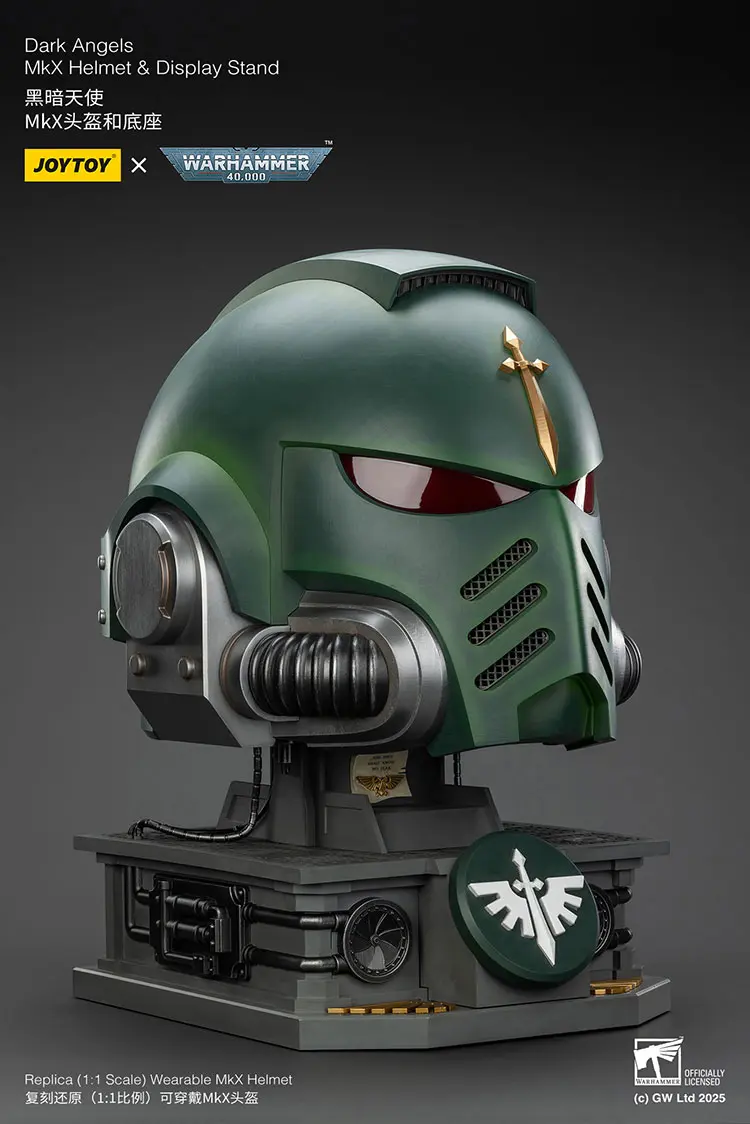 the right front of Action Figure Helmet - Dark Angels MkX 1 1 Life-Size Wearable Replica and Display Stand - JOYTOY Warhammer 40K rectangle image The Right Front Of Action Figure Helmet Dark Angels Mkx 1 1 Life Size Wearable Replica And Display Stand Joytoy Warhammer 40k Rectangle Image