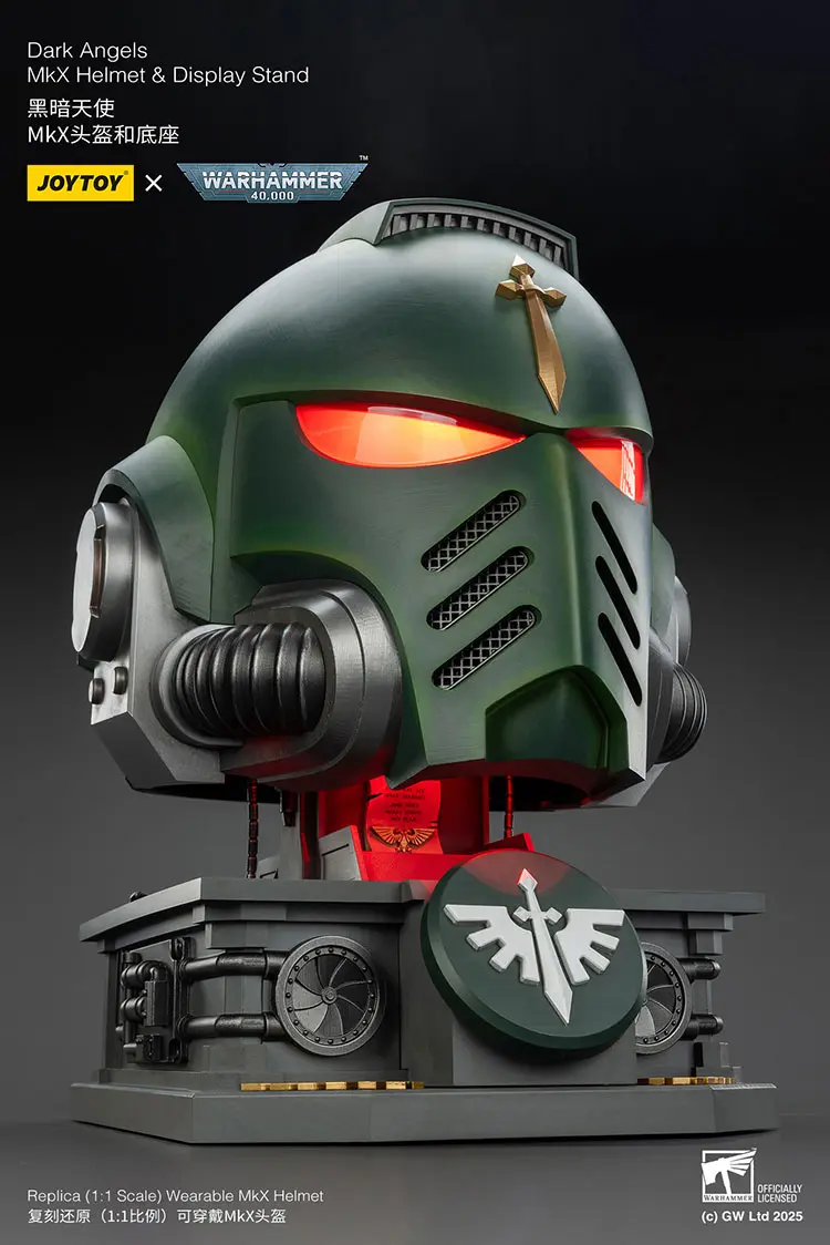 the right front of Action Figure Helmet - Dark Angels MkX 1 1 Life-Size Wearable Replica with red lighting and Display Stand - JOYTOY Warhammer 40K rectangle image 2 The Right Front Of Action Figure Helmet Dark Angels Mkx 1 1 Life Size Wearable Replica With Red Lighting And Display Stand Joytoy Warhammer 40k Rectangle Image 2
