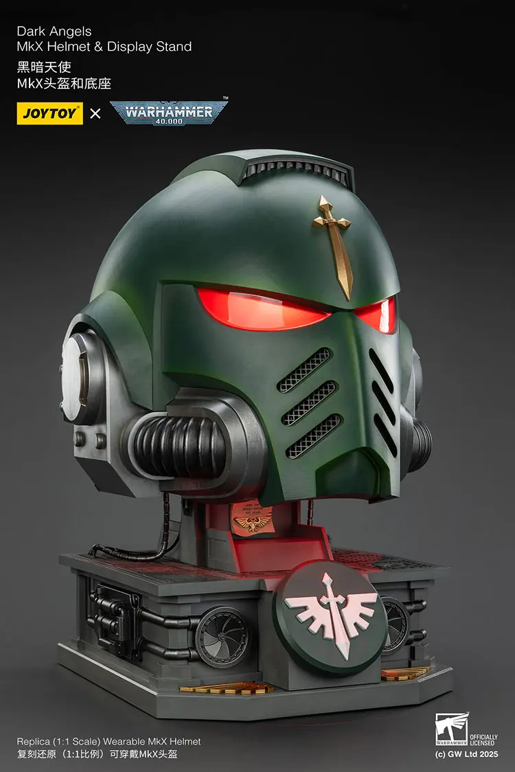 the right front of Action Figure Helmet - Dark Angels MkX 1 1 Life-Size Wearable Replica with red lighting and Display Stand - JOYTOY Warhammer 40K rectangle image The Right Front Of Action Figure Helmet Dark Angels Mkx 1 1 Life Size Wearable Replica With Red Lighting And Display Stand Joytoy Warhammer 40k Rectangle Image