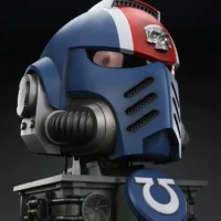 the right front of Action Figure Helmet - Ultramarines Lieutenant Titus' MkX Helmet & Display Stand 1 1 Life-Size Wearable Replica - JOYTOY Warhammer 40K rectangle image 2 The Right Front Of Action Figure Helmet Ultramarines Lieutenant Titus' Mkx Helmet & Display Stand 1 1 Life Size Wearable Replica Joytoy Warhammer 40k Rectangle Image 2