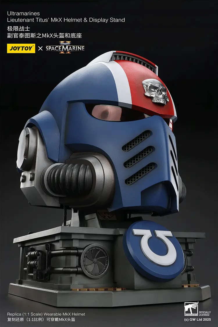 the right front of Action Figure Helmet - Ultramarines Lieutenant Titus' MkX Helmet & Display Stand 1 1 Life-Size Wearable Replica - JOYTOY Warhammer 40K rectangle image 2 The Right Front Of Action Figure Helmet Ultramarines Lieutenant Titus' Mkx Helmet & Display Stand 1 1 Life Size Wearable Replica Joytoy Warhammer 40k Rectangle Image 2
