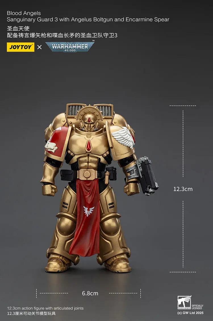 The Size Of Action Figure Blood Angels Sanguinary Guard 3 With Angelus Boltgun And Encarmine Spear 1 18 Joytoy Warhammer 40k Rectangle Image