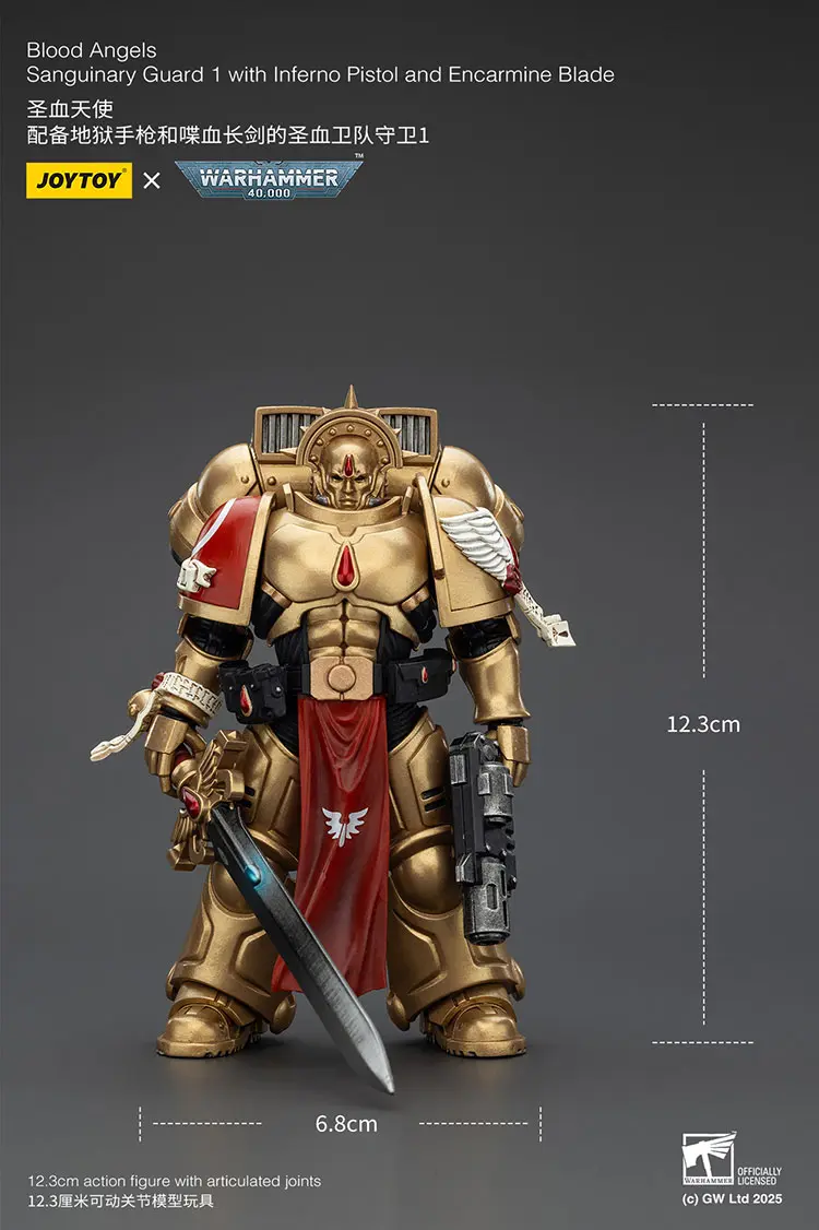 The Size Of Action Figure Blood Angels Sanguinary Guard With Inferno Pistol & Encarmine Blade 1 18 Joytoy Warhammer 40k Rectangle Image