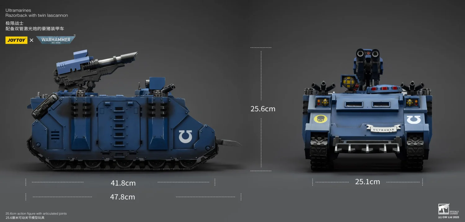 the size of Action Figure Vehicle - Ultramarines Razorback with Twin Lascannon 1 18 - JOYTOY Warhammer 40K rectangle image The Size Of Action Figure Vehicle Ultramarines Razorback With Twin Lascannon 1 18 Joytoy Warhammer 40k Rectangle Image