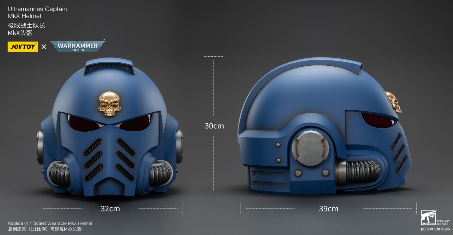 The Size Of The Action Figure Joytoy Ultramarines Captain Mkx Helmet 1 1 Life Size Replica Warhammer 40k Rectangle Image