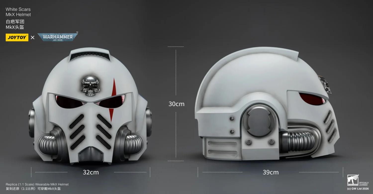 the size of the Action Figure - JOYTOY White Scars MkX Helmet 1 1 Life-Size Replica - Warhammer 40K rectangle image