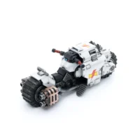 the upward back right side of Action Figure Vehicle - White Scars Raider-pattern Combat Bike 1 18 - JOYTOY Warhammer 40K in white background rectangle image The Upward Back Right Side Of Action Figure Vehicle White Scars Raider Pattern Combat Bike 1 18 Joytoy Warhammer 40k In White Background Rectangle Image