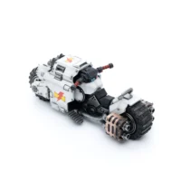 the upward left back side of Action Figure Vehicle - White Scars Raider-pattern Combat Bike 1 18 - JOYTOY Warhammer 40K in white background rectangle image The Upward Left Back Side Of Action Figure Vehicle White Scars Raider Pattern Combat Bike 1 18 Joytoy Warhammer 40k In White Background Rectangle Image
