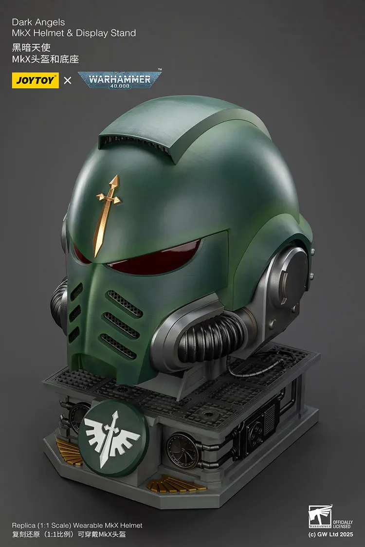 the upward left front of Action Figure Helmet - Dark Angels MkX 1 1 Life-Size Wearable Replica and Display Stand - JOYTOY Warhammer 40K rectangle image The Upward Left Front Of Action Figure Helmet Dark Angels Mkx 1 1 Life Size Wearable Replica And Display Stand Joytoy Warhammer 40k Rectangle Image