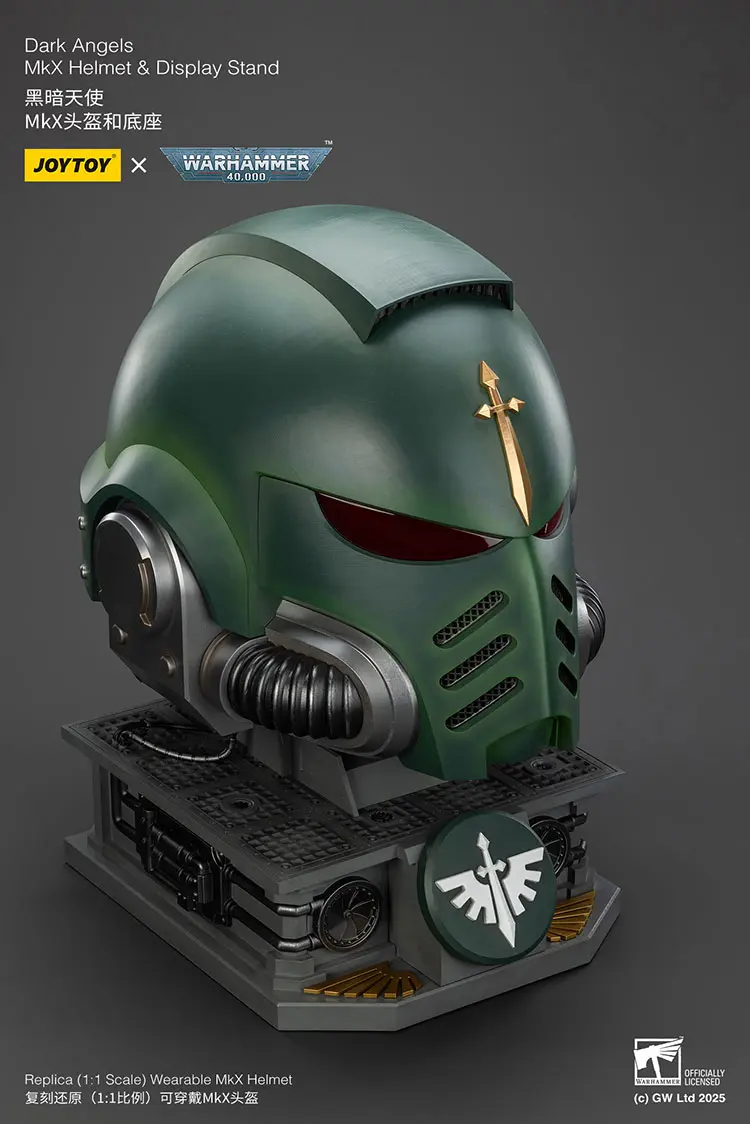 the upward right front of Action Figure Helmet - Dark Angels MkX 1 1 Life-Size Wearable Replica and Display Stand - JOYTOY Warhammer 40K rectangle image The Upward Right Front Of Action Figure Helmet Dark Angels Mkx 1 1 Life Size Wearable Replica And Display Stand Joytoy Warhammer 40k Rectangle Image
