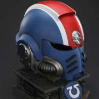the upward right front of Action Figure Helmet - Ultramarines Lieutenant Titus' MkX Helmet & Display Stand 1 1 Life-Size Wearable Replica - JOYTOY Warhammer 40K rectangle image The Upward Right Front Of Action Figure Helmet Ultramarines Lieutenant Titus' Mkx Helmet & Display Stand 1 1 Life Size Wearable Replica Joytoy Warhammer 40k Rectangle Image