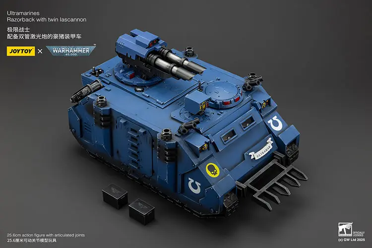 the upward right front of Action Figure Vehicle - Ultramarines Razorback with Twin Lascannon 1 18 - JOYTOY Warhammer 40K rectangle image The Upward Right Front Of Action Figure Vehicle Ultramarines Razorback With Twin Lascannon 1 18 Joytoy Warhammer 40k Rectangle Image