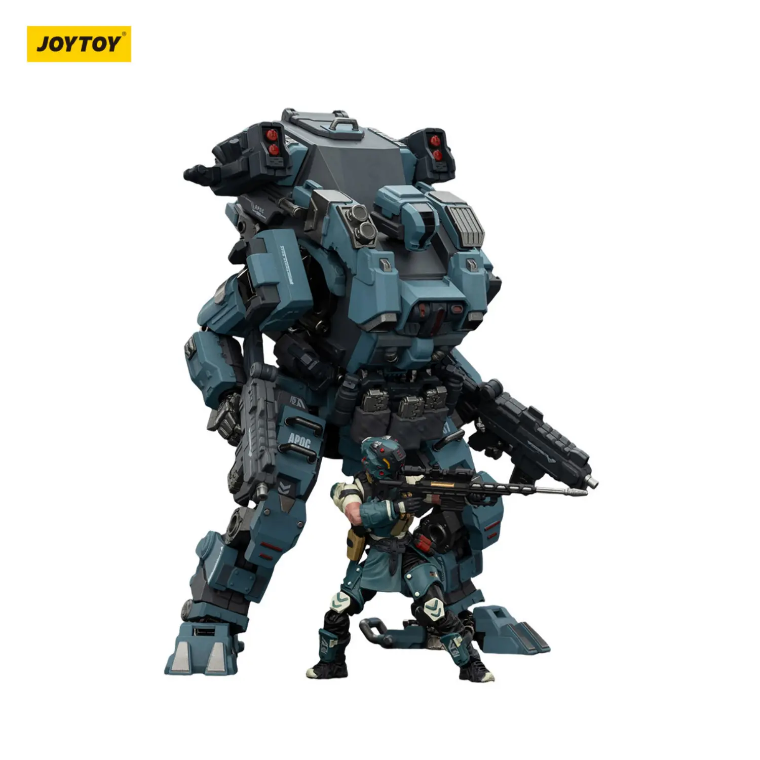 Action Figure Apoc Falcon Riot Control Mech ST-8607 & Unsc Sniper Foster 1 25 Joytoy Dark Source In White Background