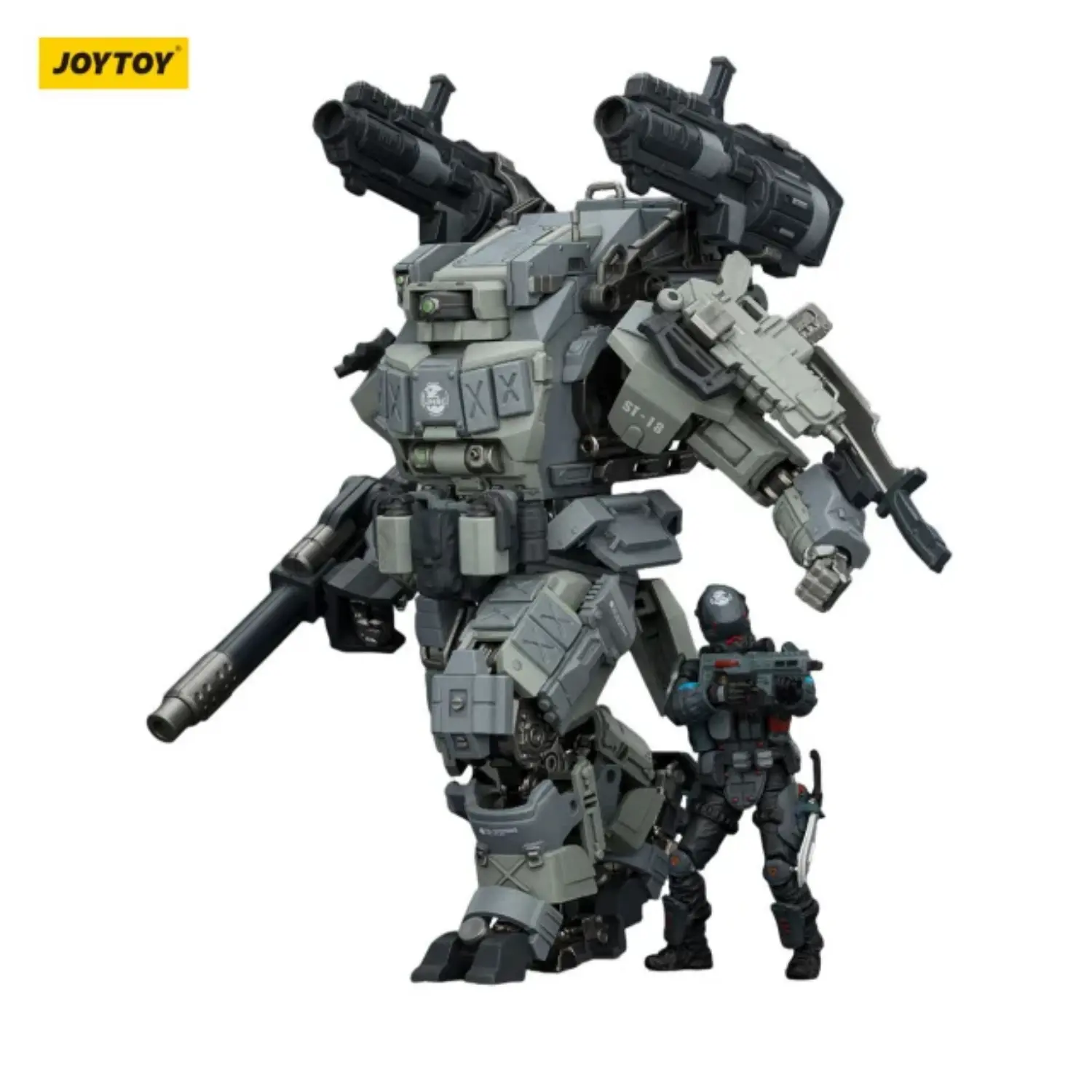 Action Figure - APOC Series Bedrock Fury Fire Strike Mech ST-8618 and UNSC Assaulter Lucas 1 25 - JOYTOY Dark Source in white background Action Figure Apoc Series Bedrock Fury Fire Strike Mech St 8618 And Unsc Assaulter Lucas 1 25 Joytoy Dark Source In White Background