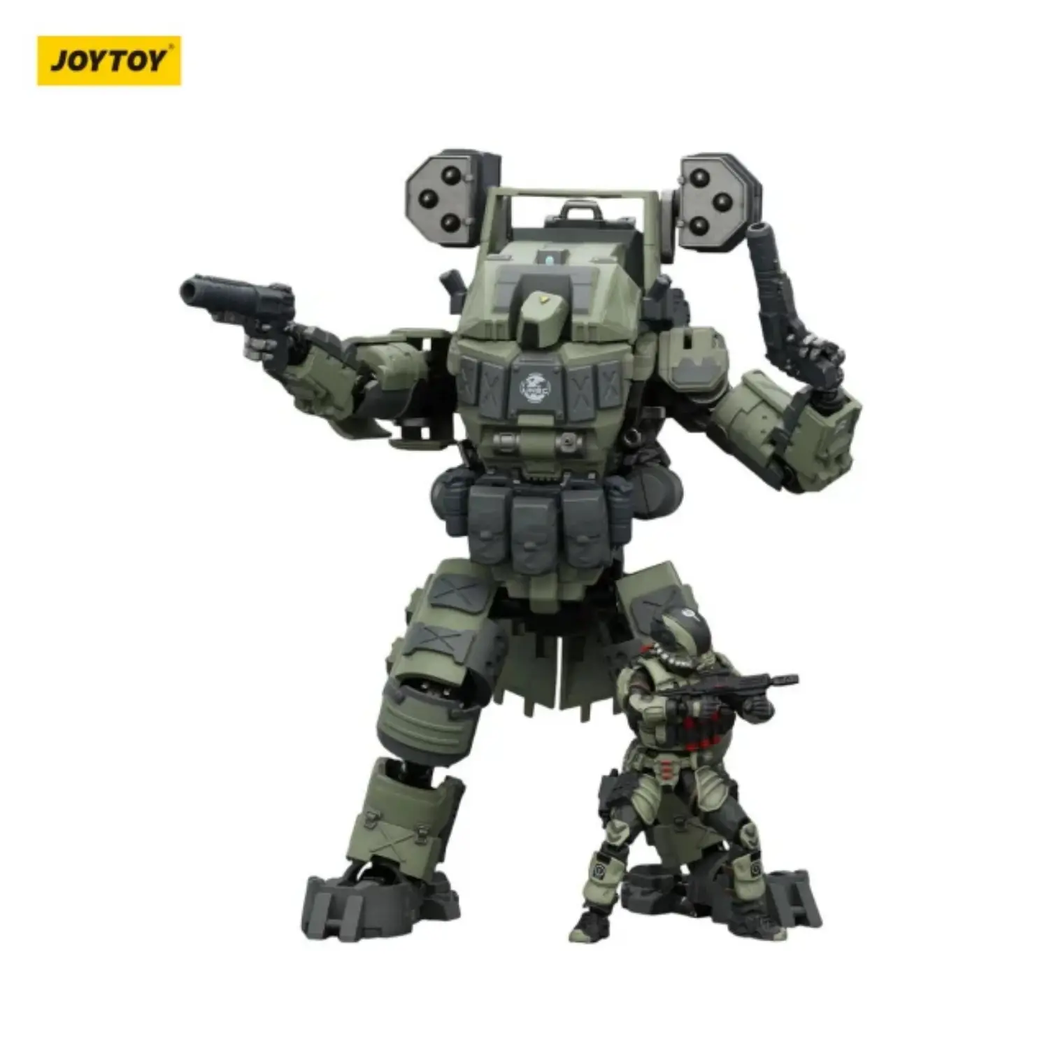 Action Figure Apoc Series Iron Assault Fire Support Mech St 8610 And Steel Ride Corps Assaulter Marco 1 25 Joytoy Dark Source In White Background