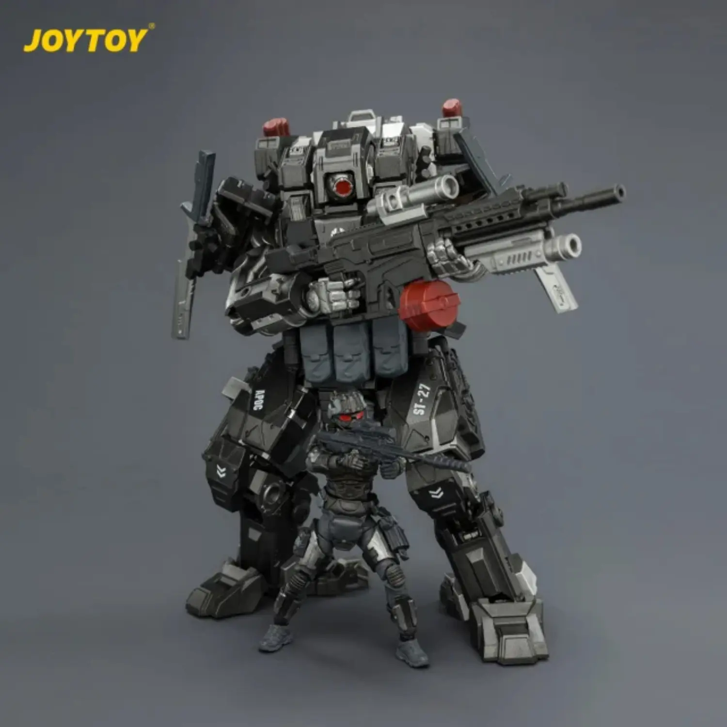 Action Figure - APOC Series Mystic Armor 02 Assault Mech ST-8627 and Steel Ride Corps Sniper Cinder 1/25 - JOYTOY Dark Source Action Figure - APOC Series Mystic Armor 02 Assault Mech ST-8627 and Steel Ride Corps Sniper Cinder 1/25 - JOYTOY Dark Source