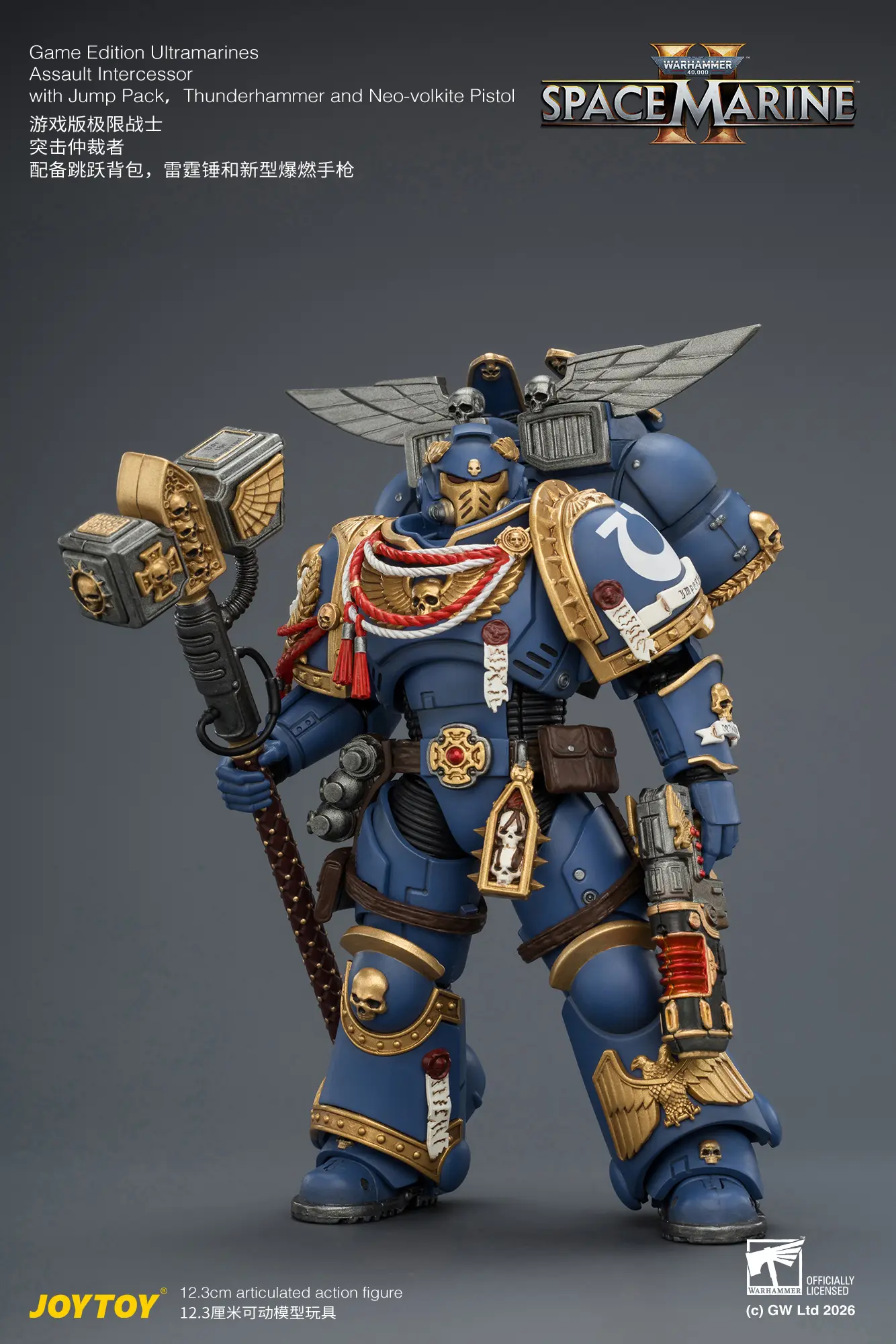 Action Figure - Game Edition Ultramarines Assault Intercessor with Jump Pack, Thunderhammer and Neo-volkite Pistol 1 18 - JOYTOY Warhammer 40K rectangle image 3 Action Figure Game Edition Ultramarines Assault Intercessor With Jump Pack, Thunderhammer And Neo Volkite Pistol 1 18 Joytoy Warhammer 40k Rectangle Image 3