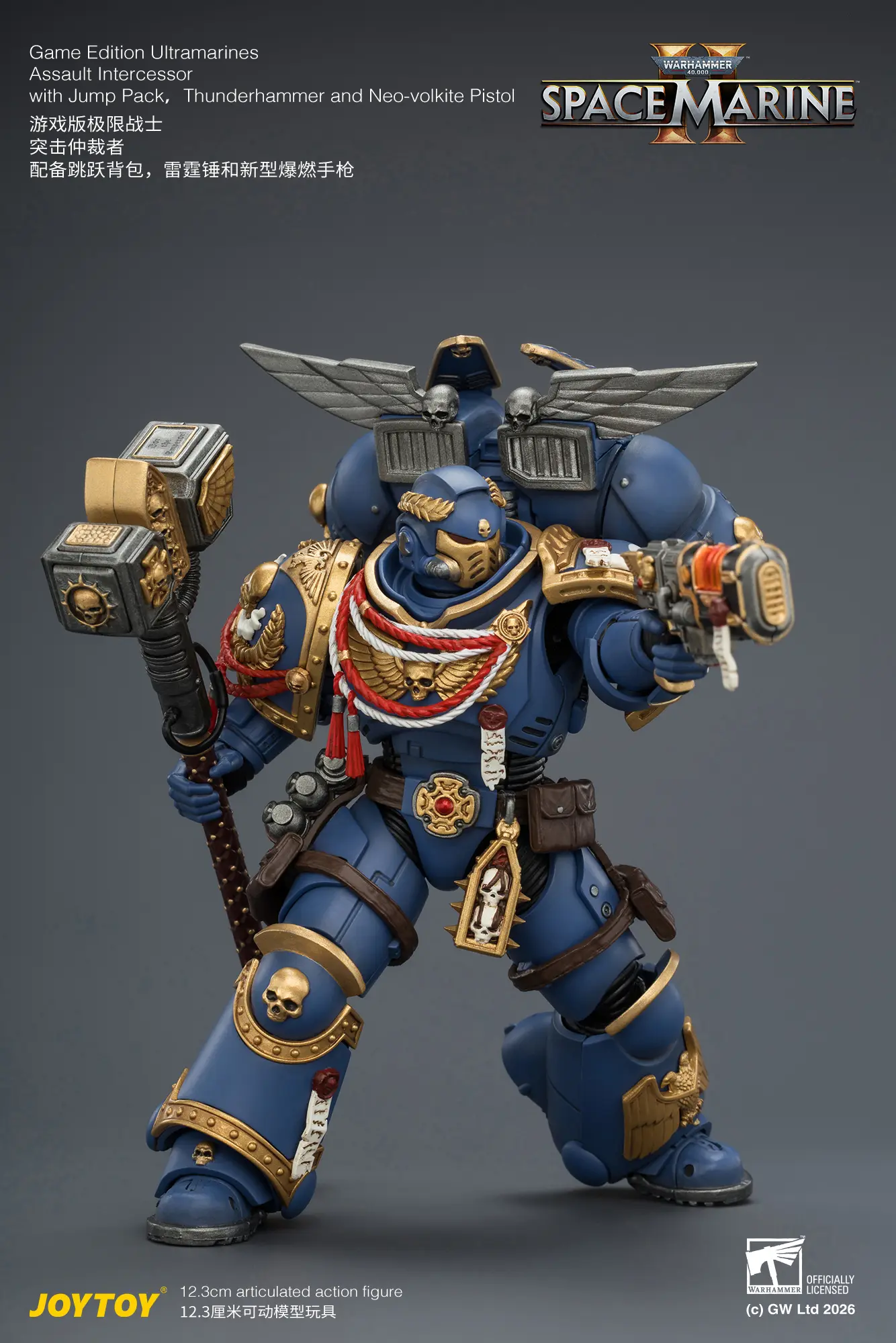 Action Figure - Game Edition Ultramarines Assault Intercessor with Jump Pack, Thunderhammer and Neo-volkite Pistol 1 18 - JOYTOY Warhammer 40K rectangle image 5 Action Figure Game Edition Ultramarines Assault Intercessor With Jump Pack, Thunderhammer And Neo Volkite Pistol 1 18 Joytoy Warhammer 40k Rectangle Image 5