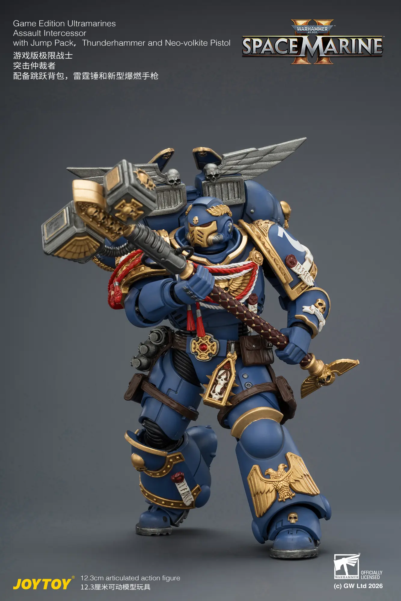 Action Figure - Game Edition Ultramarines Assault Intercessor with Jump Pack, Thunderhammer and Neo-volkite Pistol 1 18 - JOYTOY Warhammer 40K rectangle image 6 Action Figure Game Edition Ultramarines Assault Intercessor With Jump Pack, Thunderhammer And Neo Volkite Pistol 1 18 Joytoy Warhammer 40k Rectangle Image 6